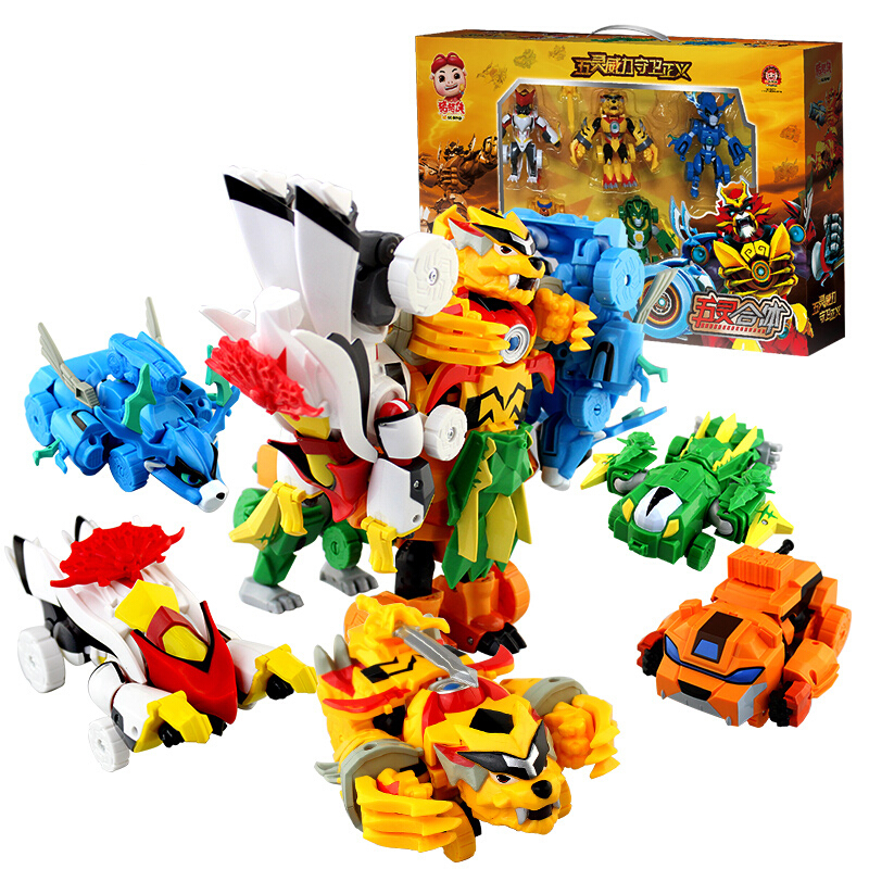 正版猪猪侠炫变勇士套装变形机器人铁拳虎合体酷变五灵王冰封鹿玩具