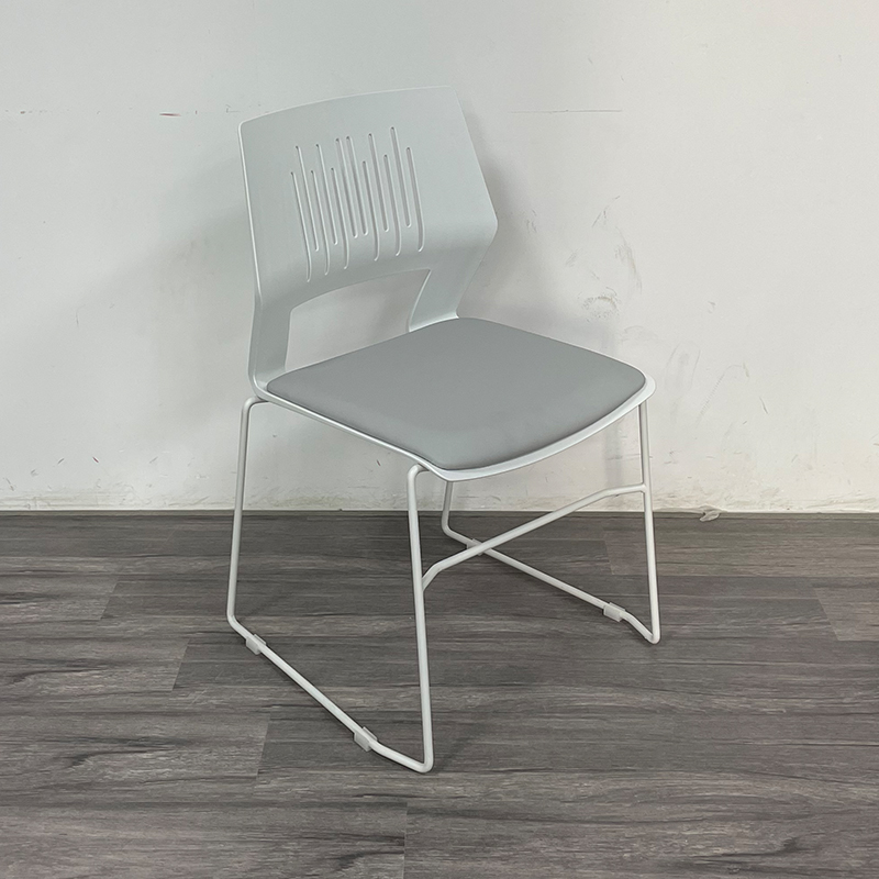 臻远 ZY-7485 简约培训椅办公会议椅电脑椅靠背椅 白架灰垫高清大图