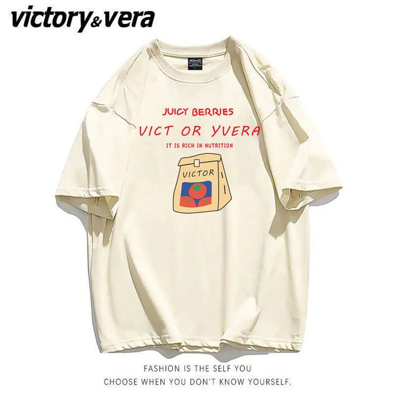 VICTORYVERA港风日系短袖t恤女夏季2022新款韩版宽松字母印花上衣图片