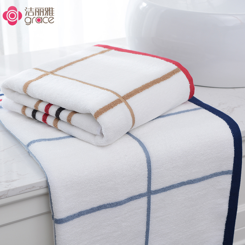 洁丽雅(grace)毛巾家纺纯棉条纹柔软吸水性强浴巾 390g 70*140cm