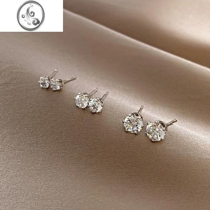 JiMi千与千寻饰品s925银针防过敏养耳洞耳环锆石耳钉ins潮流时尚耳饰图片