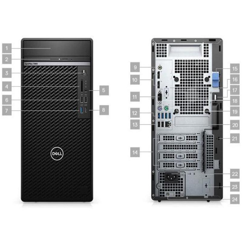 戴尔(DELL)Optiplex7080MT台式电脑 23.8英寸显示器(i5-10500 4G 1T 刻录 W10)