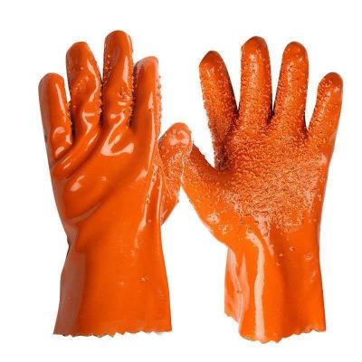 全浸塑杀鱼橡胶止滑防水耐油止滑颗粒化工加厚耐磨耐酸碱劳保手套 大颗粒止滑L号 1双