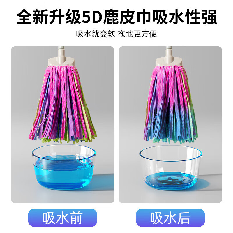 礼千初 鹿皮拖把家用一拖净不锈钢杆家用吸水拖把(1杆1头)高清大图