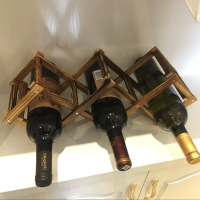 实木碳化红酒架摆件创意葡萄酒架家用酒瓶收纳架欧式洋酒架_45 碳化色5瓶装