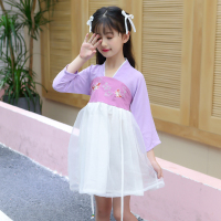 巴斯贝塔女童2018新款汉服气胸襦裙140码建议身高130cm左右 紫色 160码建议身高150cm左右