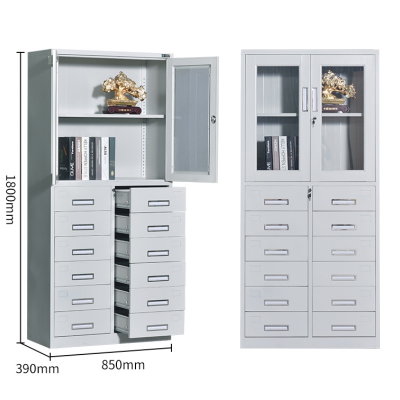 智叶舟办公文件柜2门12抽85*39*180cm台高清大图