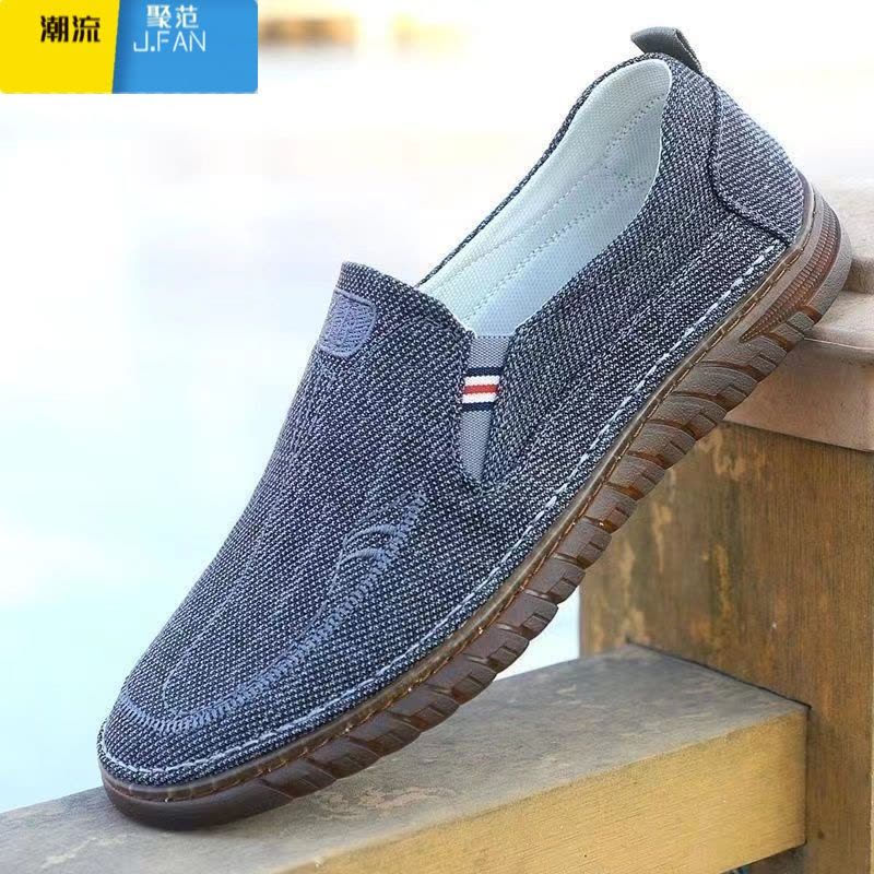 聚范牛筋底老北京布鞋开车鞋一脚蹬透气亚麻鞋面休闲耐磨鞋男鞋图片