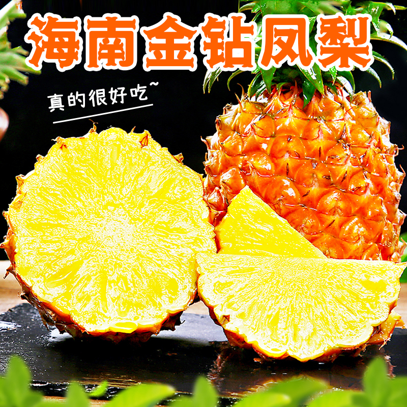 【熊猫鸟】海南金钻凤梨 净重3斤 中果 单果650-1000g 金钻凤梨当季热带水果香甜可口产地直发