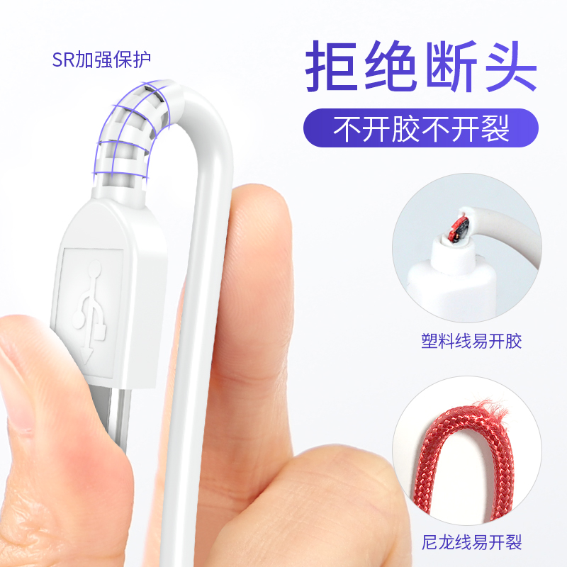YUTOOL 安卓双引擎闪充线白色1.5米数据线 充电提速99% 超级快充闪充 不开胶不断裂 双引擎快充 智能芯片(1条高清大图