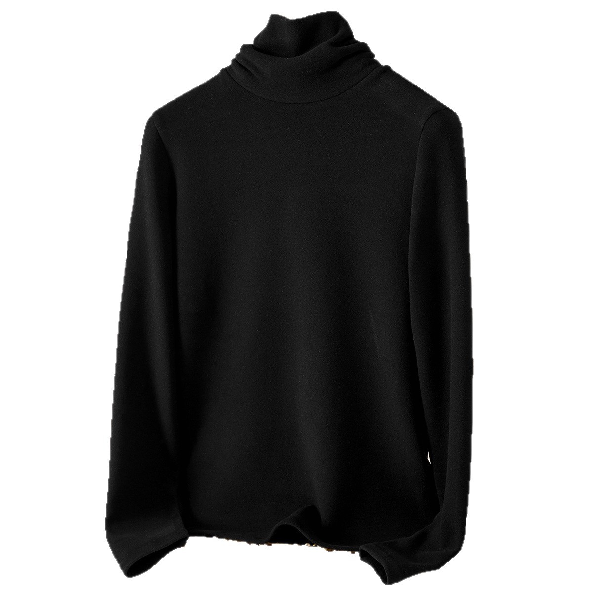 堆堆领含蚕丝羊毛双面绒打底衫女秋冬内搭2025新加绒加厚保暖上衣高清大图