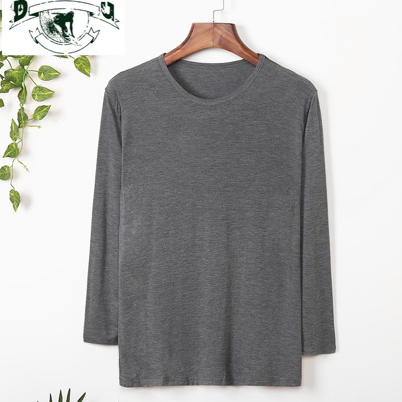 hlcoman棉睡衣男女莫代尔上衣长袖单件大码情侣圆领秋衣男女家居服