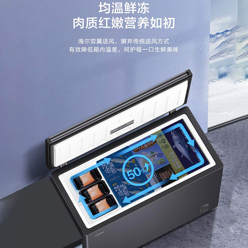 海尔(Haier)200升 家用卧式冰柜 冷柜 小冰箱 风冷无霜 一级能效 BC/BD-200WGHESM高清大图