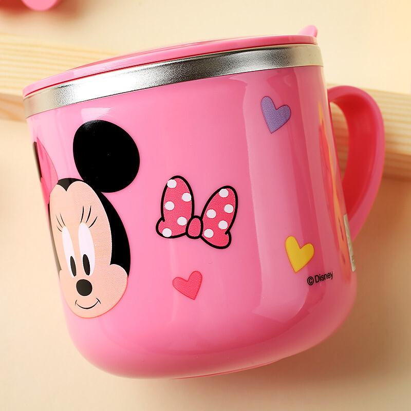 迪士尼(Disney)婴儿童保温杯HM1623N 漫威米奇米卡通宝宝单柄训练喝水口杯子小孩家用学饮杯不锈钢带盖290ML