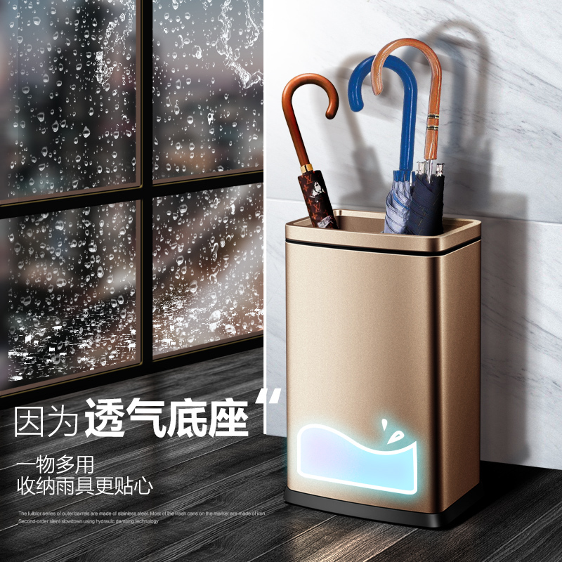 双层办公室不锈钢长方形无盖厨房垃圾桶大号家用商用创意简约北欧