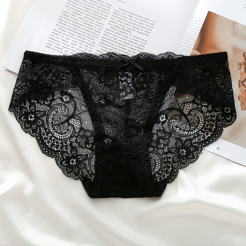 女士穿的内裤4条装无痕内裤女蕾丝低腰薄性感少女生锦纶裆三角裤头