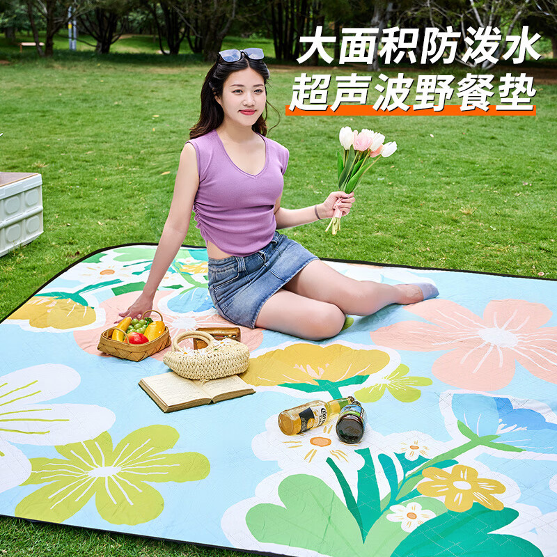 尚烤佳野餐垫2*2m大面积防泼水可躺卧底部PC铝膜花海款SKJ-678高清大图
