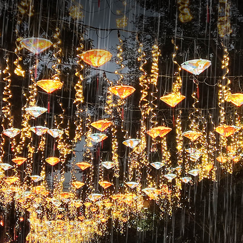 智美环球 网红瀑布灯马尾灯幻彩皮线灯缠树灯 [马尾灯220V]一串20根400灯,暖光高清大图