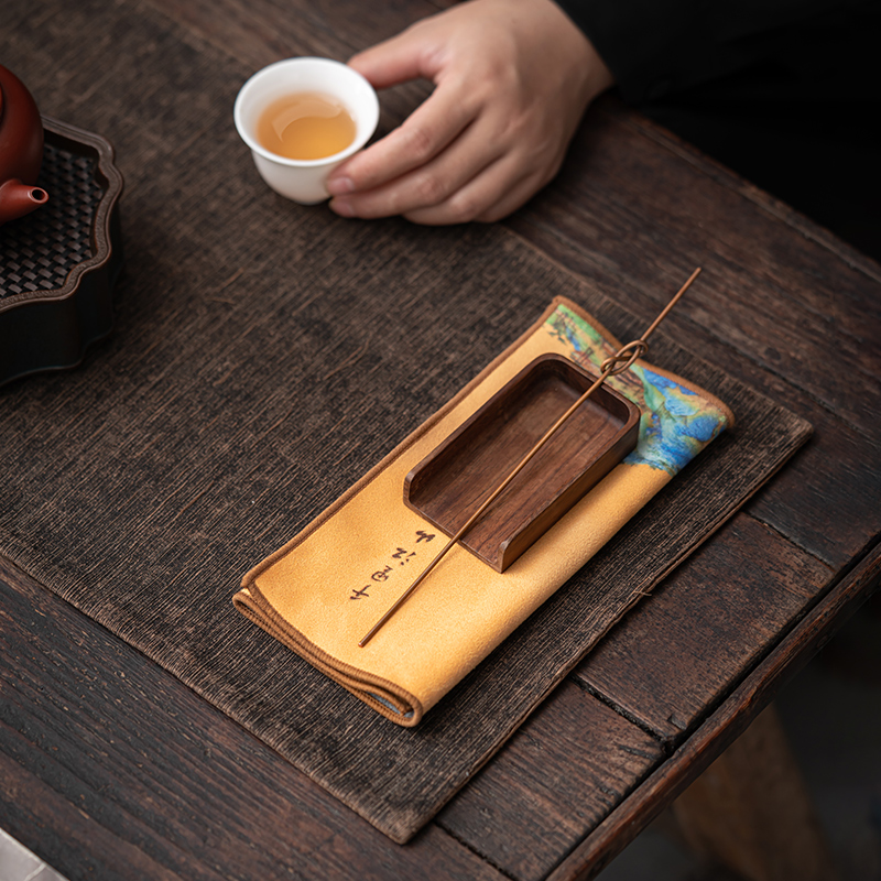苏氏陶瓷(SUSHI CERAMICS)茶巾千里江山国潮风加倍吸水禅意干泡茶壶垫