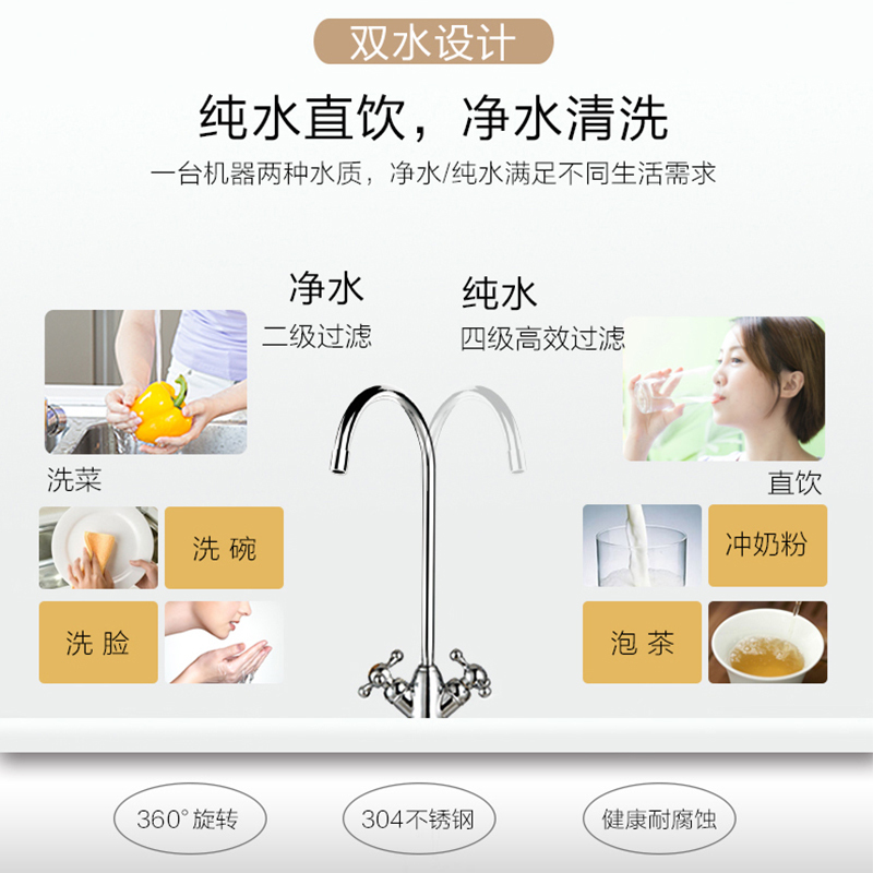 华帝(vatti) V16厨房反渗透净水机RO膜过滤家用自来水直饮净水器一机双水
