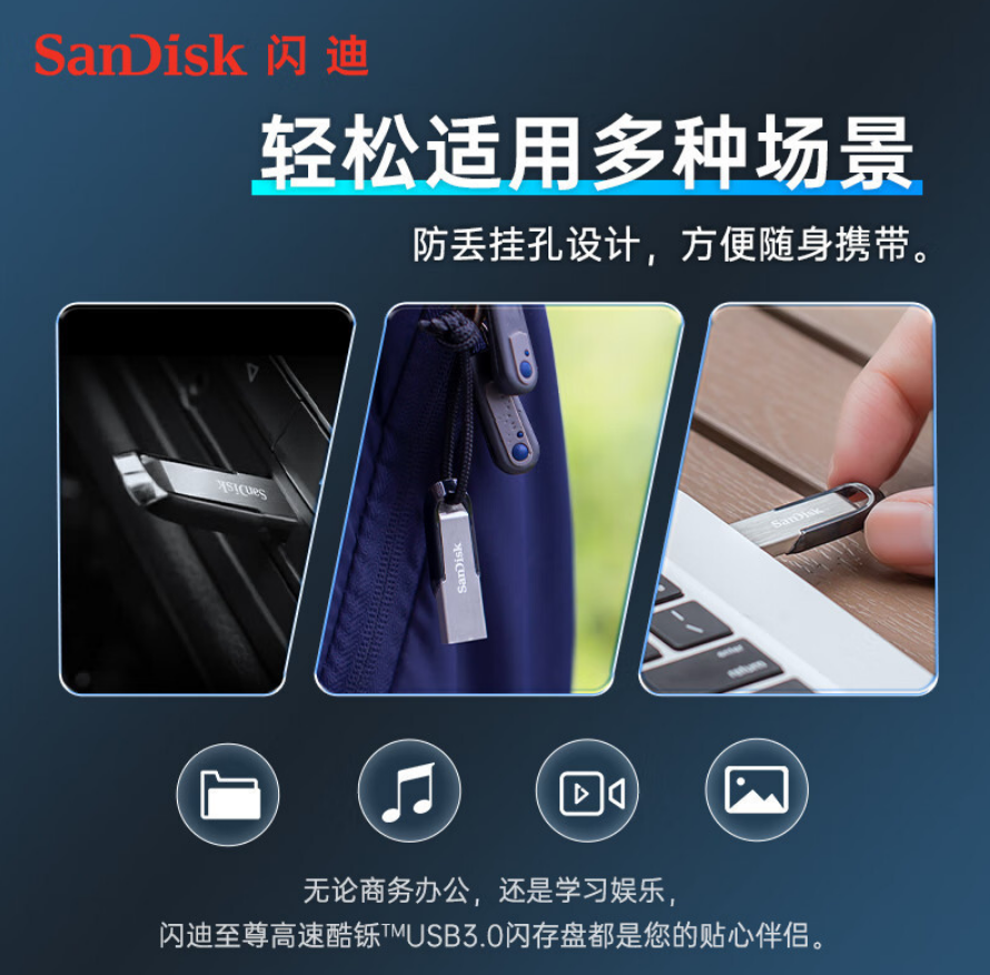 闪迪(SanDisk)128GB U盘 CZ73 安全加密优盘