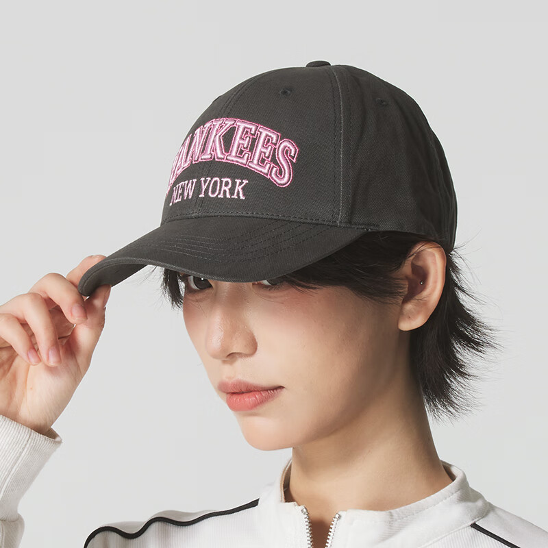 美职棒(MLB)男帽女帽 新款秋季运动帽户外出行旅游遮阳帽棒球帽鸭舌帽 3ACPV285N-50CGS 灰/粉色
