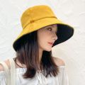 南极人渔夫帽女双面韩版潮百搭遮阳夏季防紫外线大檐太阳帽子 双面姜黄+黑色(普通款)