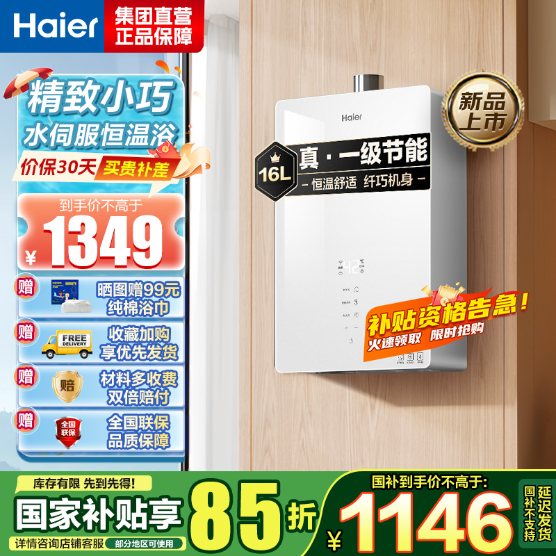 海尔(Haier)燃气热水器天然气水伺服恒温APP智能节能省气WM5 以旧换新 16L [WM5C]加量不加价