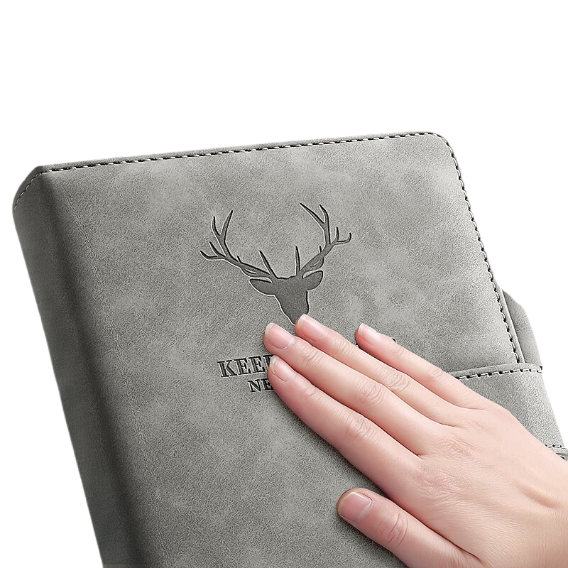 金值 a5带磁扣笔记本子超厚商务记事本加厚大学生日记本办公文具用品皮面本子工作本会议记录本 极简灰/416页