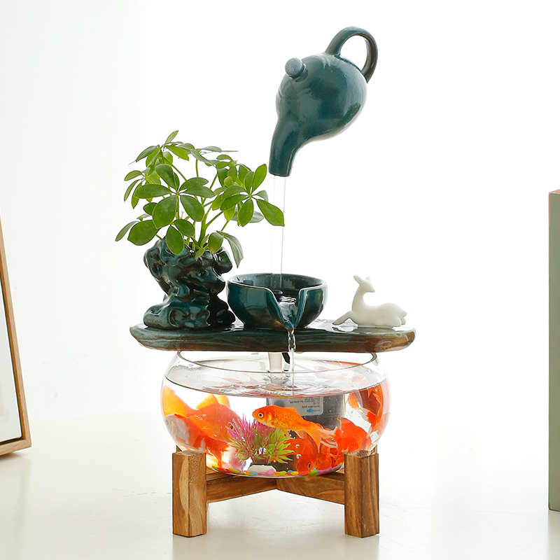 循环流水器生财摆件招财景观鱼缸创意家居办公室客厅开业乔迁礼客高清大图