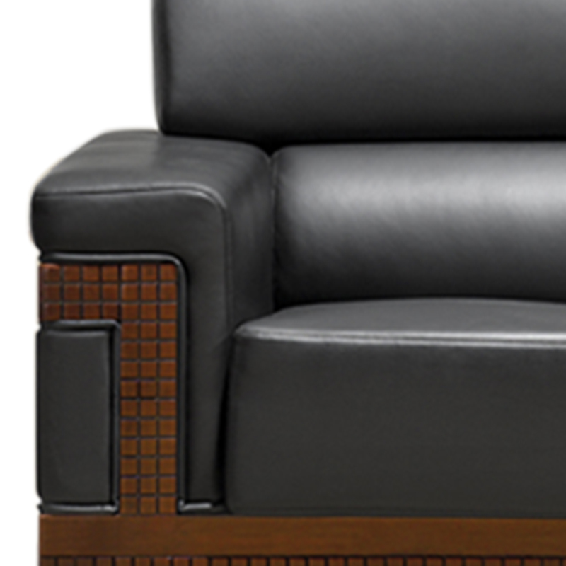 龙之腾商务办公三人位牛皮皮沙发洽谈会客接待