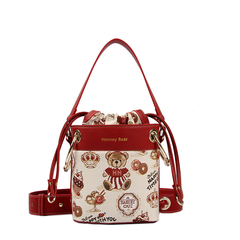 henneybear轩尼小熊2021新款水桶包女包斜挎单肩手提包h360视频