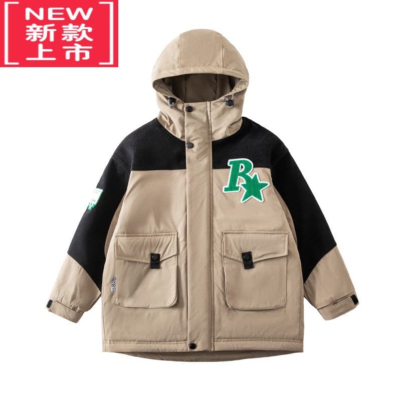 可莉允男童冬装夹棉加厚风衣外套2022新款中大童儿童棉服帅气炸街秋冬季图片