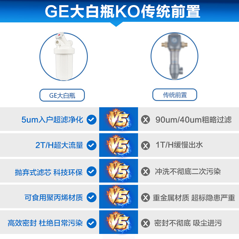 美国通用(GE)厨下式净水器BWF-20 WS软化水树脂净水机滤芯版