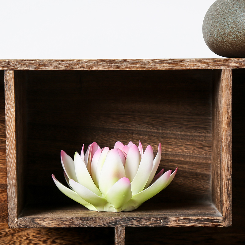 纯手工陶瓷莲花白色粉艺术品家居搭配博古架根摆件 三维工匠 手工莲花(红色小)高清大图