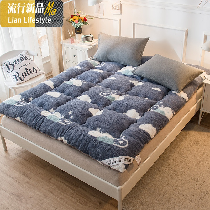 加厚保暖羊羔绒床垫双人榻榻米床褥学生宿舍垫被防滑可折叠垫子 三维工匠