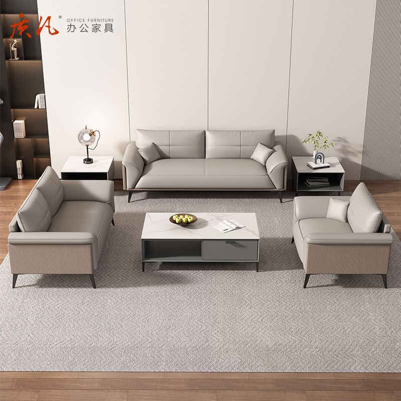 质凡 轻奢简约办公沙发接待会客沙发 西皮三人位
