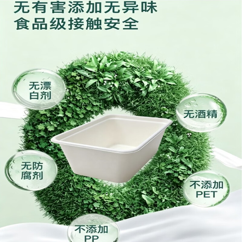 贤内厨 CJ-06 可降解一次性餐盒饭盒汤碗饭碗打包盒 方形餐盒650ML 100套高清大图