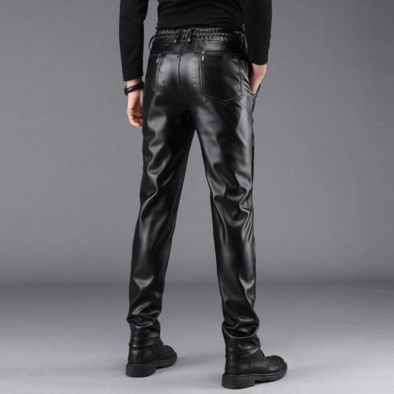 皮裤男修身显瘦韩版加绒加厚摩托车保暖长裤子青年pu皮sn3126