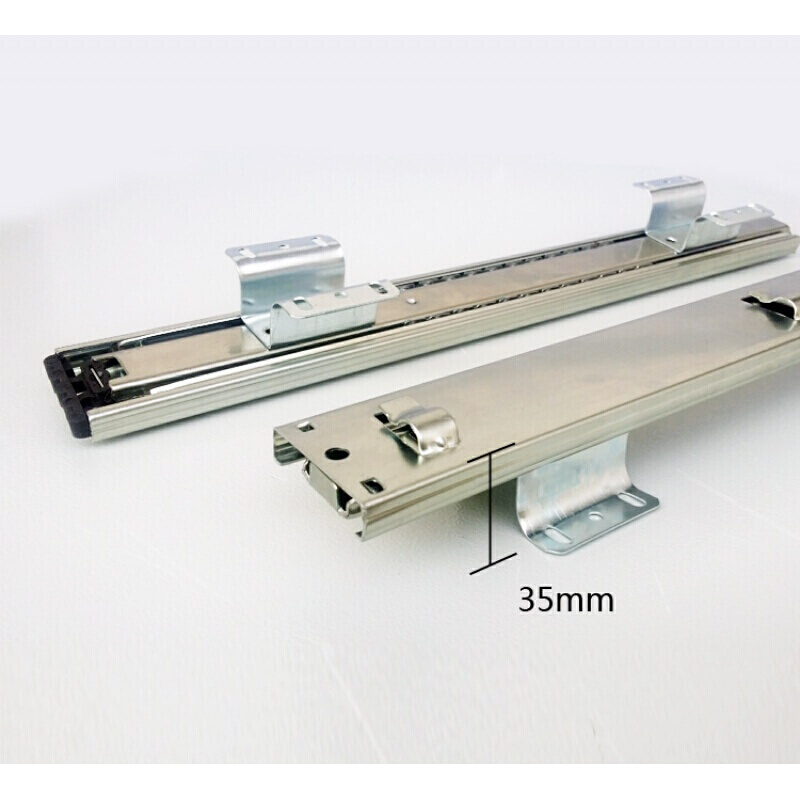 厨房橱柜碗碟 拉篮滑轨抽屉橱柜厨柜轨道滑道滑轨厨房导轨拉篮碗柜三节道滑轨侧装橱柜抽屉滑道阻尼 390加厚可调轨道一副两根