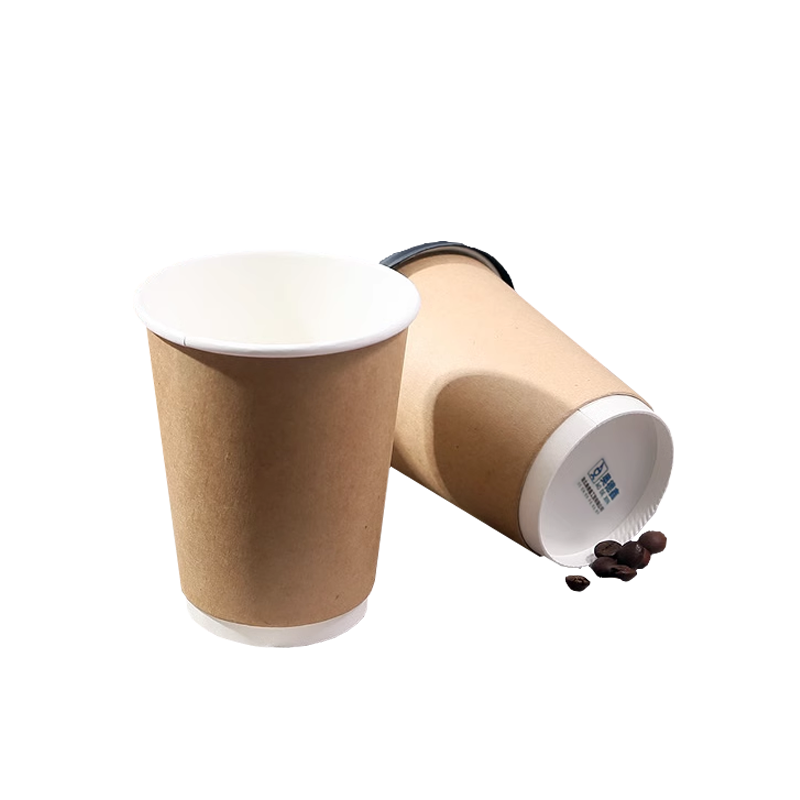 奥德鑫 中空双层加厚加硬一次性牛皮纸杯奶茶杯咖啡杯400ml 1只装