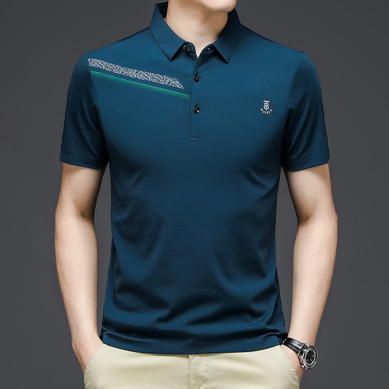 23夏季男士韩版修身polo衫 工作服可定新款简约薄款翻领短袖t恤男高清大图