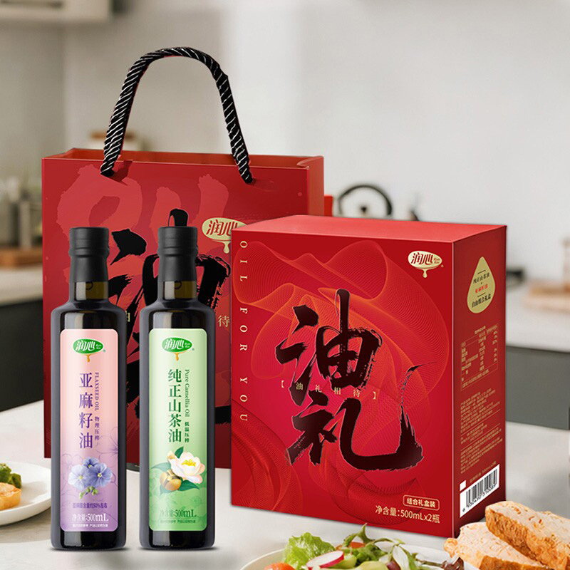 润心食用油好吃无负担亚麻籽油+纯正山茶油500ml*2高清大图