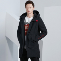 雅鹿羽绒服男士中长款连帽外套2019新款加厚保暖时尚羽绒服潮