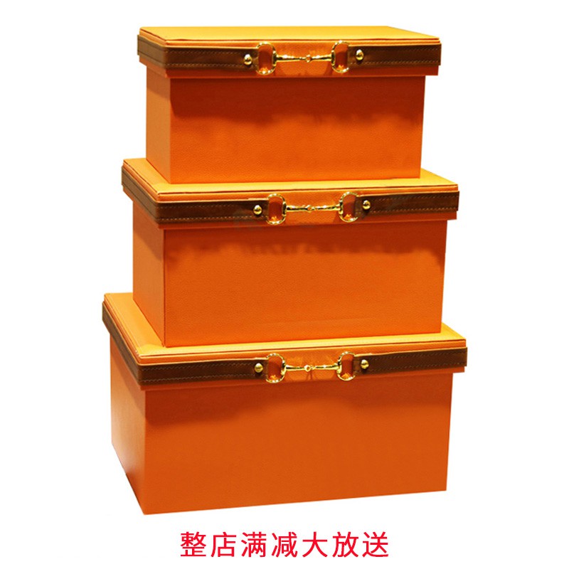 样板间装饰盒摆件软装收纳箱样板房衣帽间皮质储物盒整理箱展示盒 三维工匠高清大图