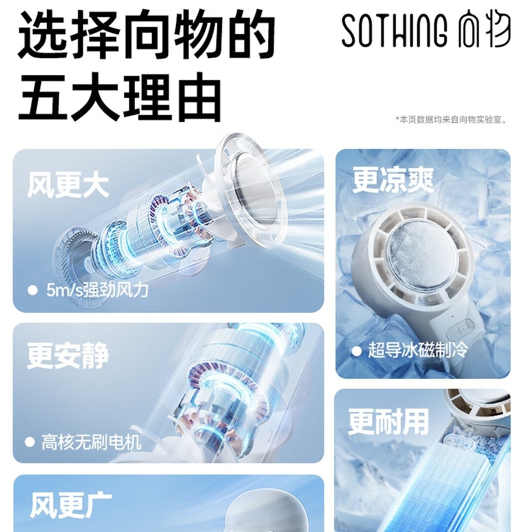 向物(SOTHING)制冷手持小风扇长续航便携充电 月光白[制冷冰敷丨3600mAh丨续航8h]高清大图