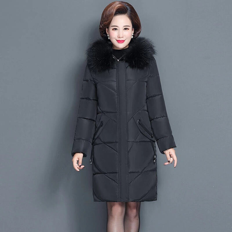 迪鲁奥（DILUAO)波司登旗下羽绒服女中老年冬装中长款妈妈装200斤加大码中年外套冬季新 4XL150-165斤 黑色