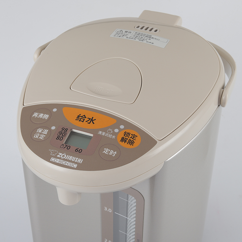 象印(ZO JIRUSHI)电热水壶家用办公电热水瓶不锈钢电水壶微电脑多功能烧水壶WDH30C 金属米色3L高清大图
