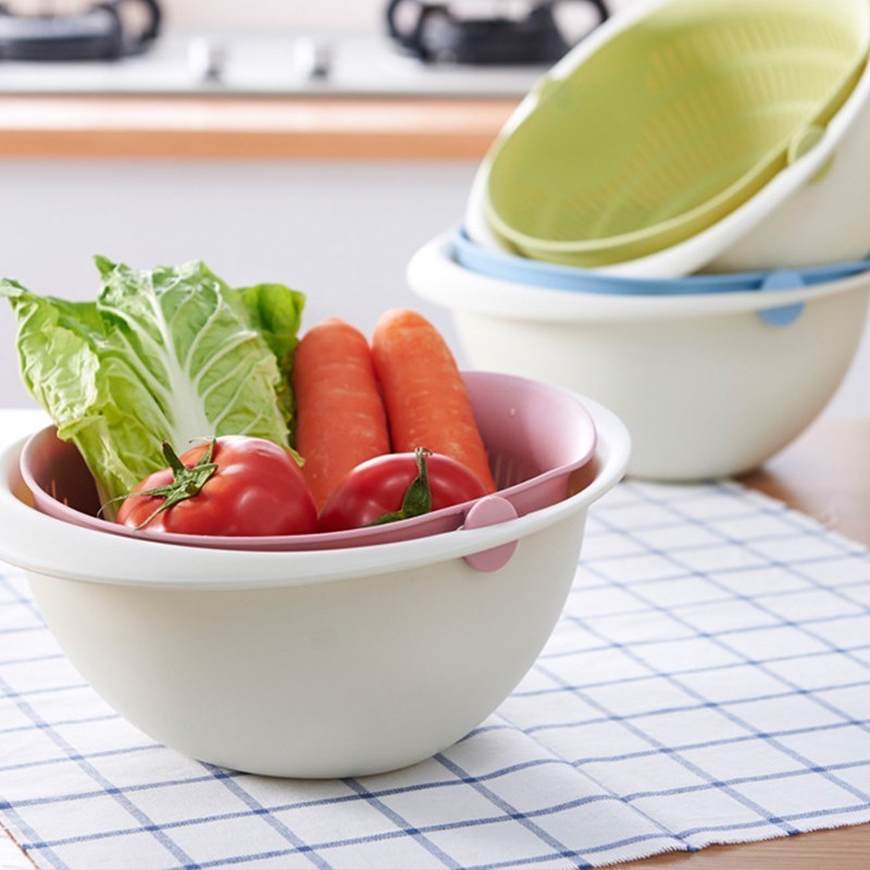 奥丽思aolisi沥水篮双层双层沥水篮可旋转沥水篮多功能果蔬沥水篮淘米