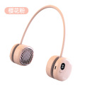 挂脖风扇新款无叶静音户外运动迷你电风扇USB充电小风扇3759A 樱花粉【液晶屏显⭐5当可调⭐超长续航⭐折叠便携】